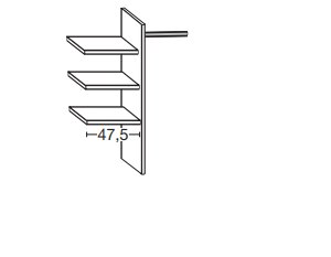 Wiemann German Furniture Laundry Shelf Insert consisting of 3 adjustable shelves, 1 hanging rail, 1 mid panel for compartment width 72.2 cm  W 72.3cm x H 137 cm x D 51.5cm