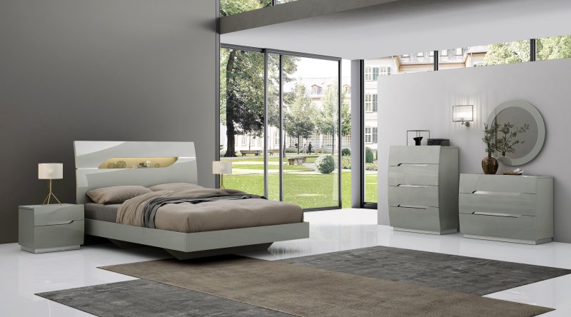 Lilly Cool Grey High Gloss 2 Door Sliding Wardrobe With Mirror