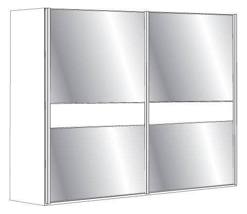 2 Door Sliding Wardrobe with Pebble Grey Glass, all doors with 5 Panels