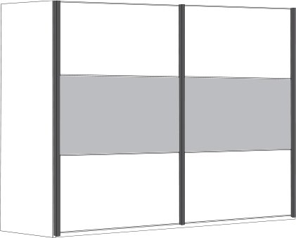 4 Door Sliding Wardrobe with 2 Centre Pebble Grey Glass and 2 Wooden Doors in Carcase Colour, all do