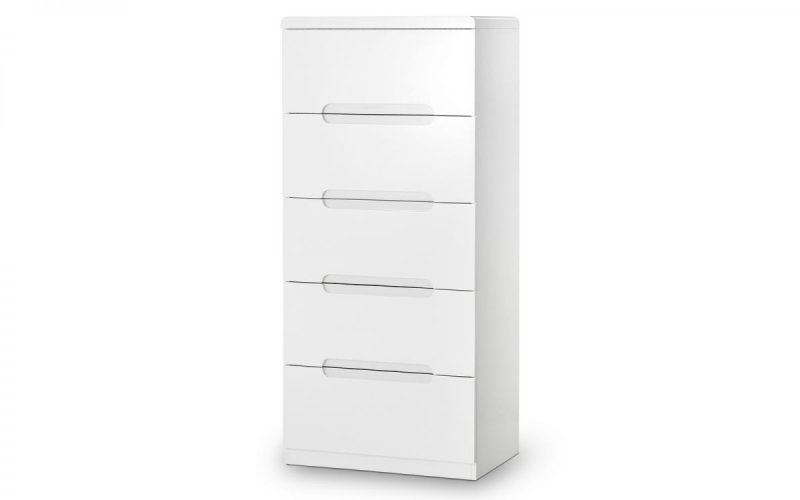 Julian Bowen MANHATTAN 5 DRAWER NARROW CHEST - WHITE