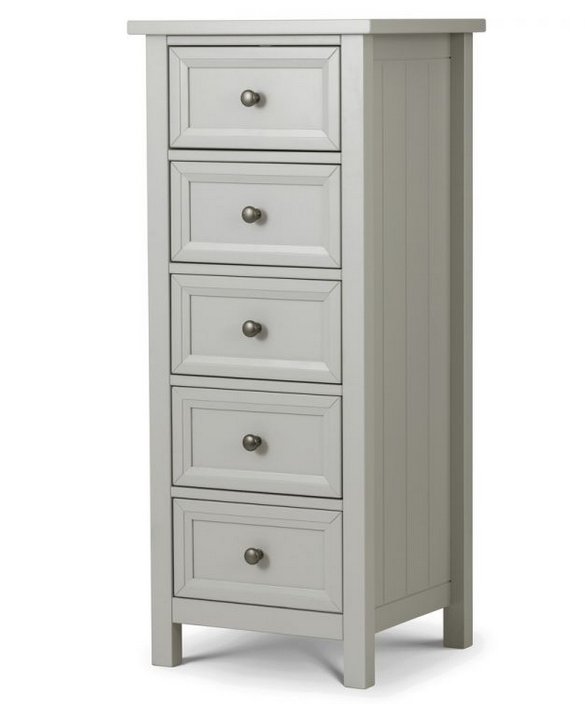 Julian Bowen JULIAN BOWEN MAINE 5 DRAWER TALL CHEST - DOVE GREY