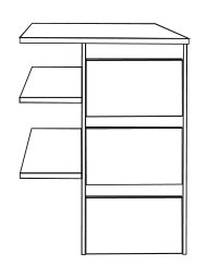 3 Door Sliding Wardrobe with Wooden Doors in Carcase Colour and Front with 2 Panels