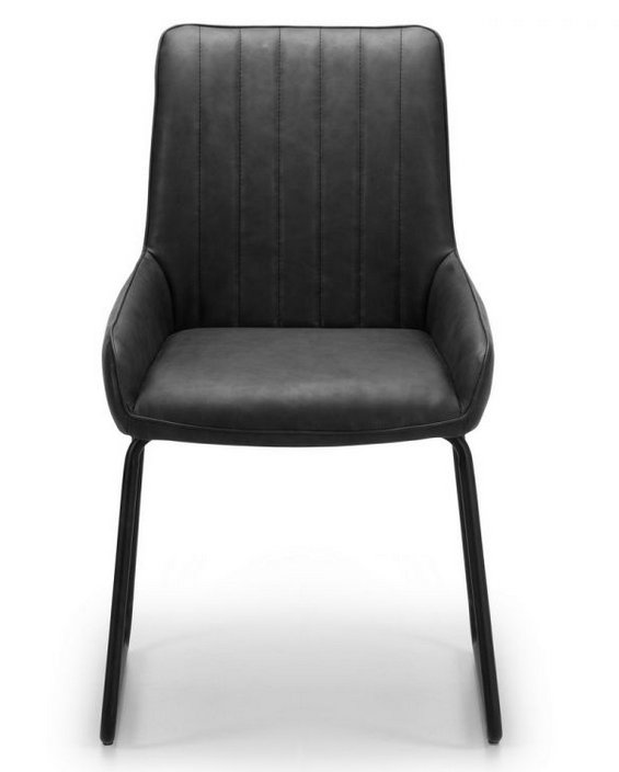 Julian Bowen JULIAN BOWEN SOHO DINING CHAIR - ANTIQUE BLACK FAUX LEATHER & THIN FRAME