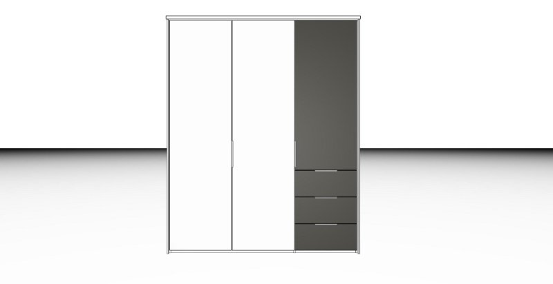 Nolte German Furniture Nolte Mobel - Concept me 200 7518086 - Complete Hinged Door Wardrobe with 3 Doors and 3 Drawers Righ