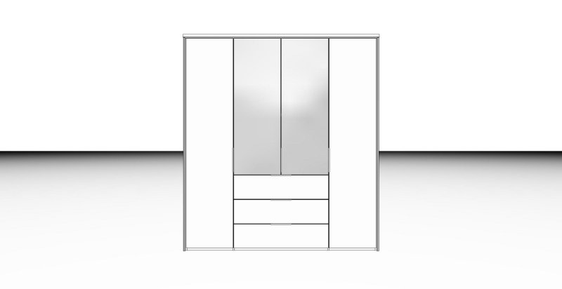 Nolte German Furniture Nolte Mobel - Concept me 200 7520081 - Complete Hinged Door Wardrobe with 4 Doors  and 3 Drawers Cen