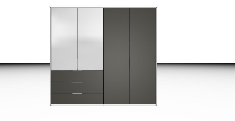 Nolte German Furniture Nolte Mobel - Concept me 200 7524084 - Complete Hinged Door Wardrobe with 4 Doors and 3 Drawers Left