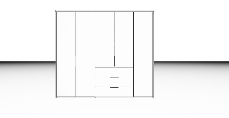 Nolte German Furniture Nolte Mobel - Concept me 200 7525086 - Complete Hinged Door Wardrobe with 5 Doors and 3 Drawers