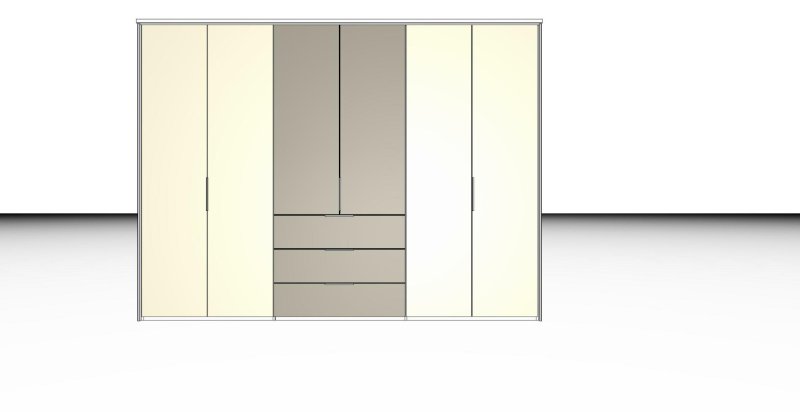 Nolte German Furniture Nolte Mobel - Concept me 200 7530081 - Complete Hinged Door Wardrobe with 6 Doors and 3 Drawer