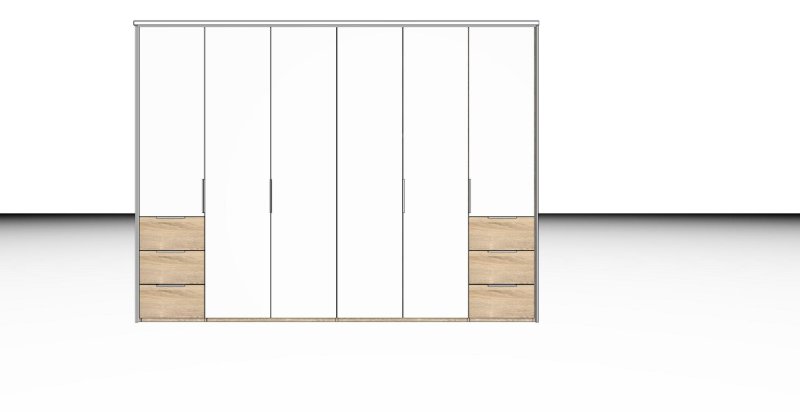 Nolte German Furniture Nolte Mobel - Concept me 200 7530083 - Complete Hinged Door Wardrobe with 6 Doors and 3 Drawer left+