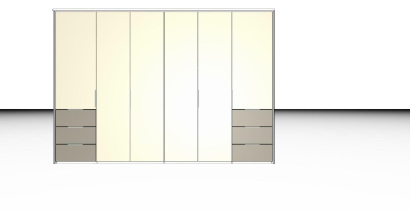 Nolte German Furniture Nolte Mobel - Concept me 200 7532083 - Complete Hinged Door Wardrobe with 6 Doors and 3 Drawers Left