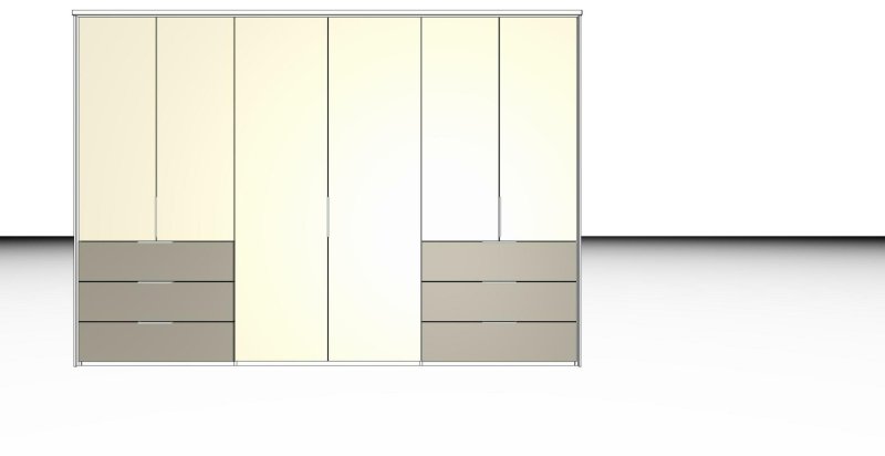 Nolte German Furniture Nolte Mobel - Concept me 200 7532183 - Complete Hinged Door Wardrobe with 6 Doors and 3 Drawers Left