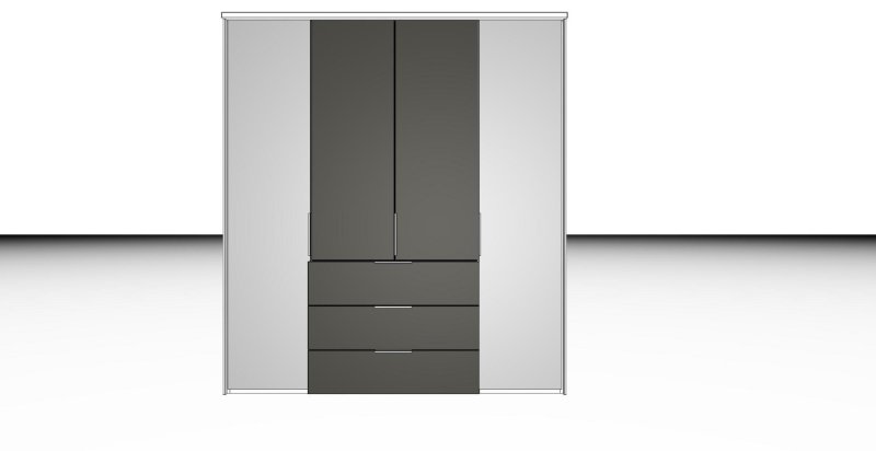 Nolte German Furniture Nolte Mobel - Concept me 220 7520090 - Complete Hinged Door Wardrobe 4 Doors and 3 drawers centered