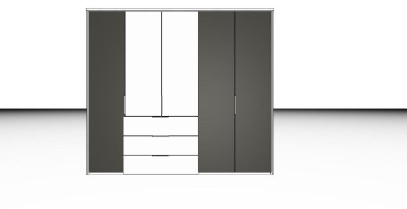 Nolte German Furniture Nolte Mobel - Concept me 220 7525091 - Complete Hinged Door Wardrobe with 5 Doors and 3 Drawers Left