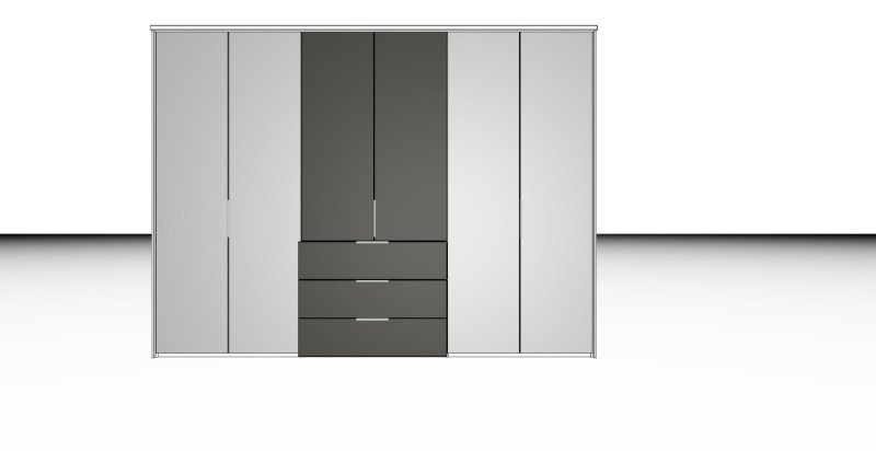 Nolte German Furniture Nolte Mobel - Concept me 220 7530090 - Complete Hinged Door Wardrobe 6 Doors and 3 drawers centered