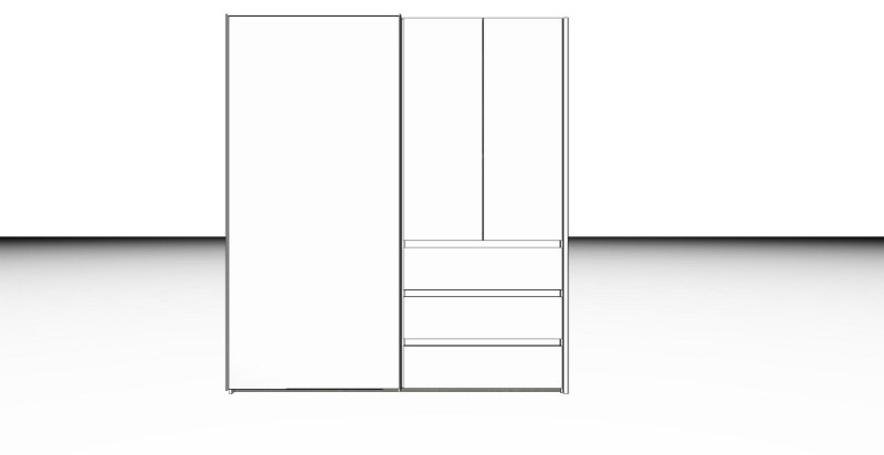 Nolte German Furniture Nolte Mobel - Concept me 320 3520019 Hinged-Sliding Door Wardrobe with 1 Sliding Door left and 2 hin