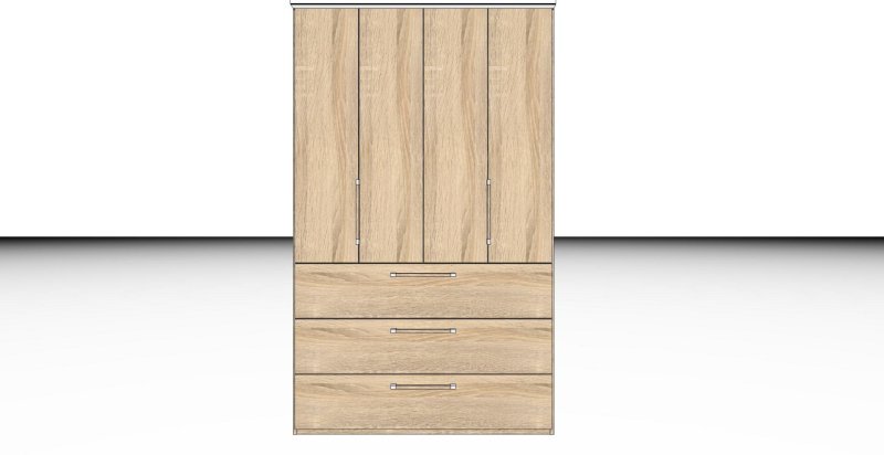 Nolte German Furniture HORIZONT 100 - 8812413 Folding Door Planning Wardrobe with 4 Doors and 3 Drawers