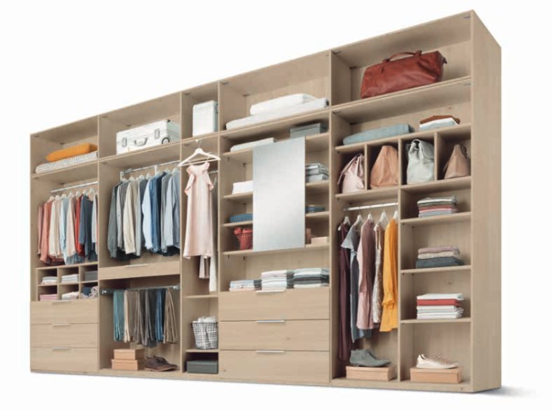 Nolte German Furniture HORIZONT 400 - Combination Open Planning wardrobe with 6 Drawers and Top Cubicles