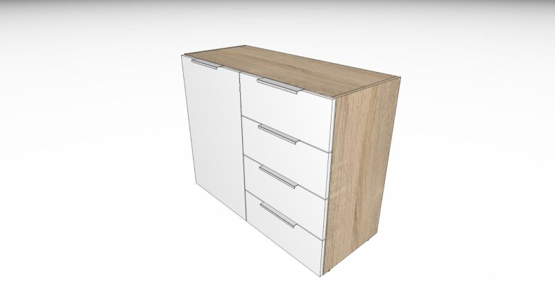 Nolte German Furniture Nolte Mobel - Concept me 700 4211710 Chest with 4 Drawers 1 Door Left Hand Facing