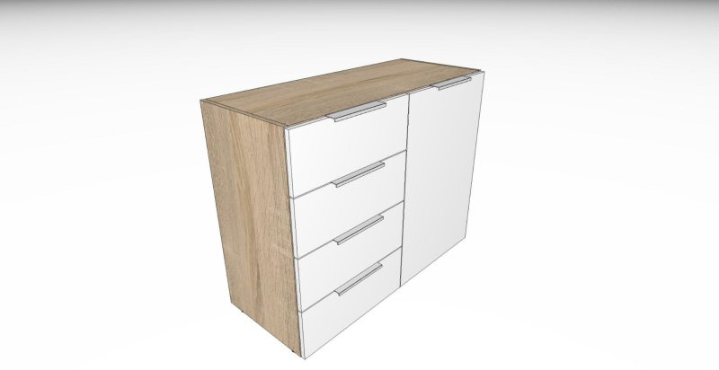 Nolte German Furniture Nolte Mobel - Concept me 700 4211810 Chest with 4 Drawers 1 Door Right Hand Facing