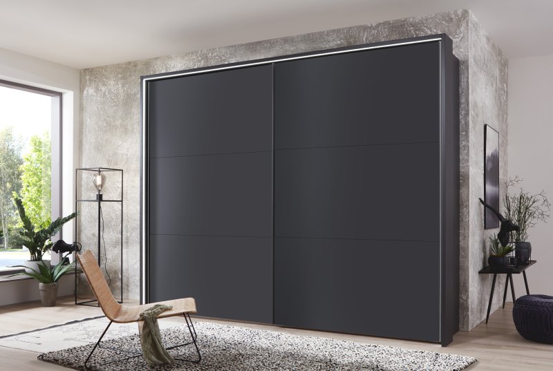 Wiemann German Furniture Wiemann Korfu 200 cm 2 Door Sliding Wardrobe In Graphite Finish