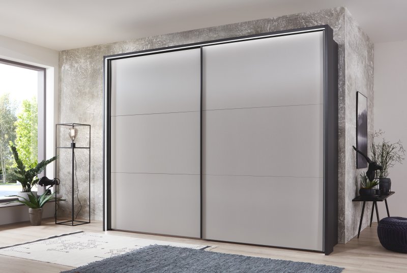 Wiemann German Furniture Wiemann Korfu 200 cm 2 Door Sliding Wardrobe In Pebble Grey Finish