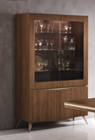 Saltarelli Mobili Saltarelli Emozioni Walnut 2 Door Display Cabinet With Wooden Back