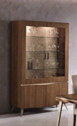 Saltarelli Mobili Saltarelli Emozioni Walnut 2 Door Display Cabinet With Upholstered Back