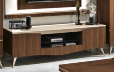 Saltarelli Mobili Saltarelli Emozioni Walnut TV Support Base With Marble Top