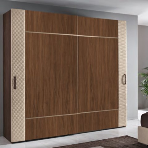 Saltarelli Mobili Saltarelli Emozioni Walnut 2 Door Wardrobe With Upholstered Bands