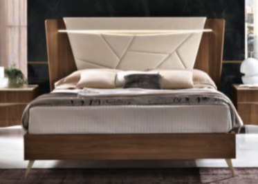 Saltarelli Mobili Saltarelli Emozioni Walnut Bed With Upholstered Headboard, Sides and Footboard in Wood