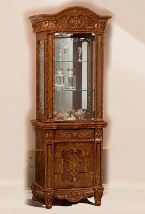 Saltarelli Mobili Saltarelli Versailles Walnut Vetrina Curio 1 Doors with Hutch and drawers