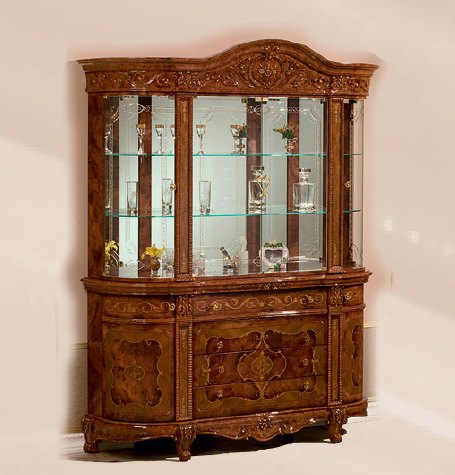 Saltarelli Mobili Saltarelli Versailles Walnut Vetrina 4/doors glass cupboard with Drawers