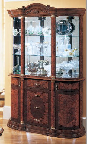 Saltarelli Mobili Saltarelli Florence Walnut Vitrine 3 Door Glass Cupboard.