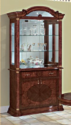 Saltarelli Mobili Saltarelli Florence Walnut Vitrine 2 Door Glass Cupboard.