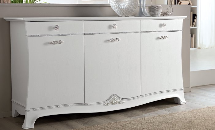 Saltarelli Mobili Saltarelli Giulia White 3 Doors Sideboard with Drawers.