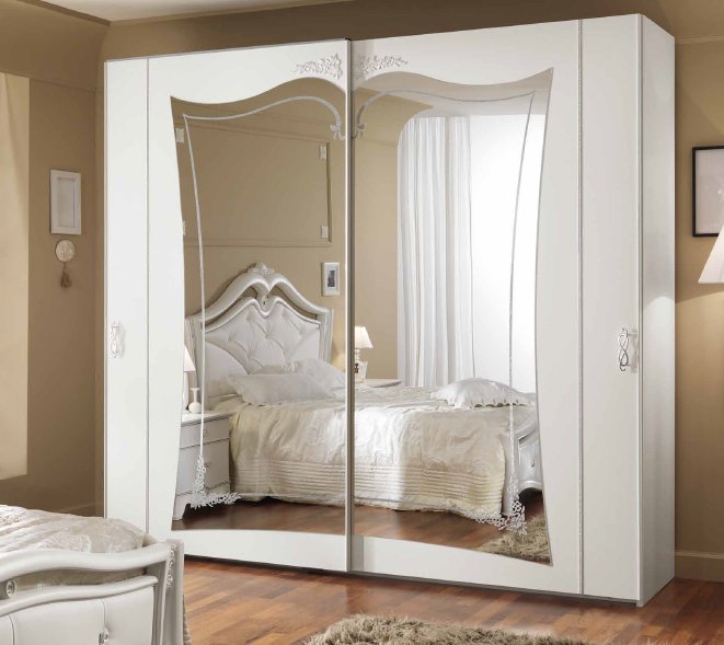 Saltarelli Mobili Saltarelli Giulia White 2 Door Mirrored Sliding Wardrobe 