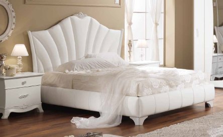 Saltarelli Mobili Saltarelli Giulia White Upholstered Bed Without Storage.