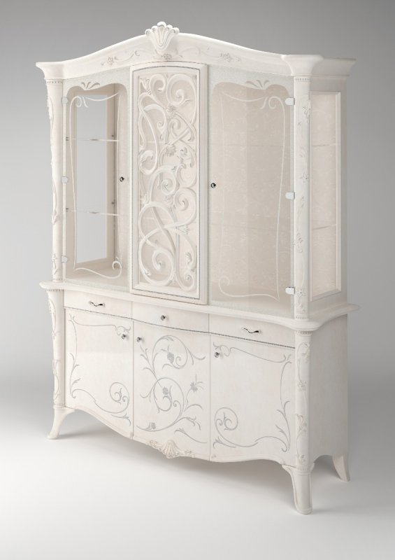 Saltarelli Mobili Saltarelli Giulietta White Vetrina 3 Doors Glass Cupboard.