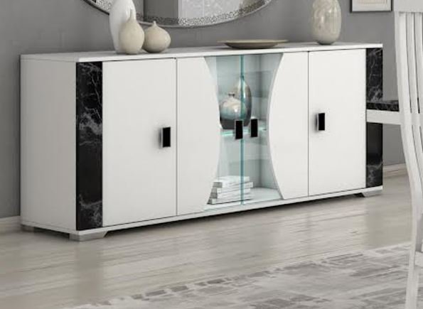 San Martino Italy San Martino Nevada Black and White 4 Door Sideboard