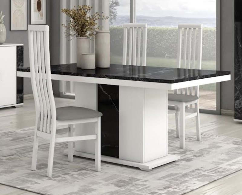 San Martino Italy San Martino Nevada Black and White Extending Dining Table