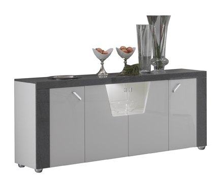 San Martino Italy San Martino New Ascot 4 Door Sideboard in White and Grey High Gloss