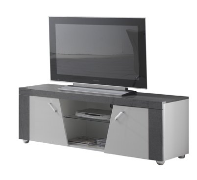 San Martino Italy San Martino New Ascot White and Grey High Gloss TV Unit with Glass Shelf