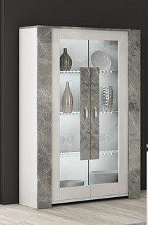 San Martino Italy San Martino Vivaldi White And Marble 2 Door Display Cabinet.