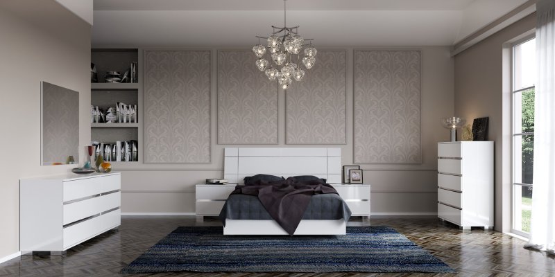 Status SRL Italy Status Dream Double Dresser In White High Gloss Dream Home Furnishings