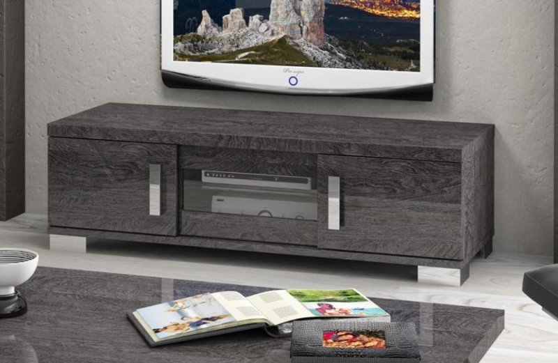 Status SRL Italy Status Sarah Grey Birch 3 Door TV Unit With Central Sliding Door