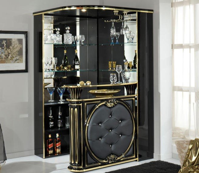 Accadueo H2O H2O Design Tiffanie Black-Gold Eco Leather Bar Unit