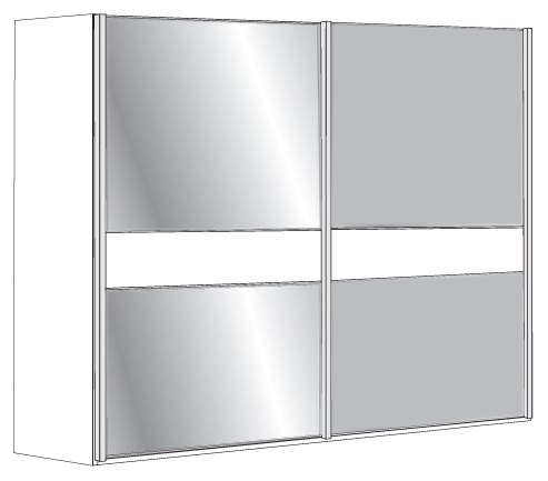 3 Door Sliding Wardrobe with 1 Centre Pebble Grey Glass and 2 Wooden Doors in Carcase Colour, all do