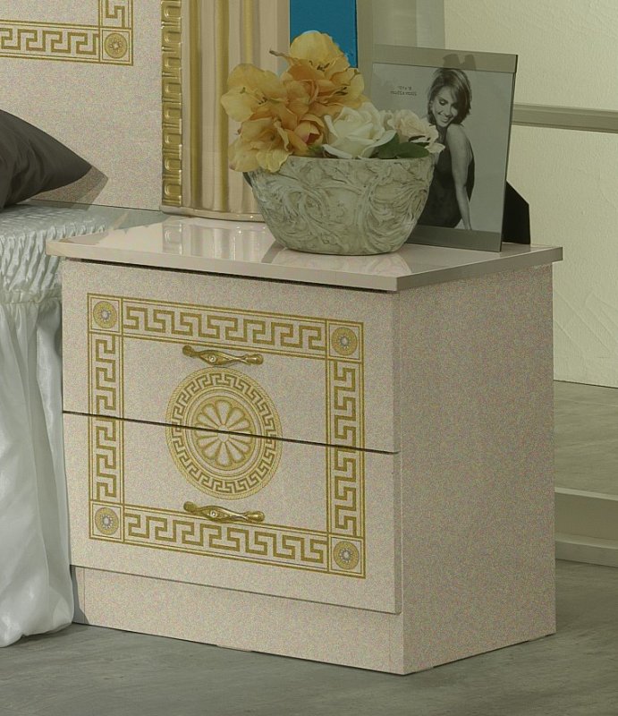 Ben Company Ben Company New Serena Beige & Gold Night Table