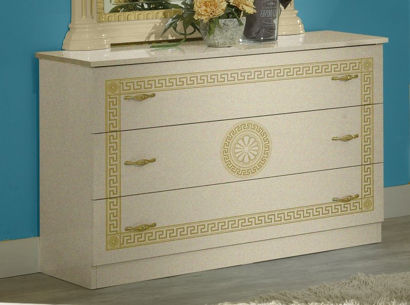 Ben Company Ben Company New Serena Beige & Gold 3 Drawer Dresser